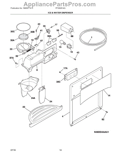 Parts for Frigidaire FFSS2614QS6A: Ice & Water Dispenser Parts ...