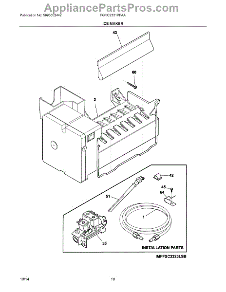 Parts for Frigidaire FGHC2331PFAA: Ice Maker Parts - AppliancePartsPros.com