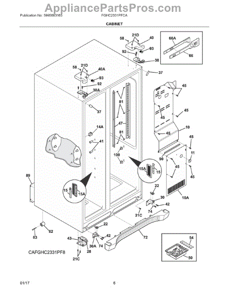 Parts for Frigidaire FGHC2331PFCA: Cabinet Parts - AppliancePartsPros.com