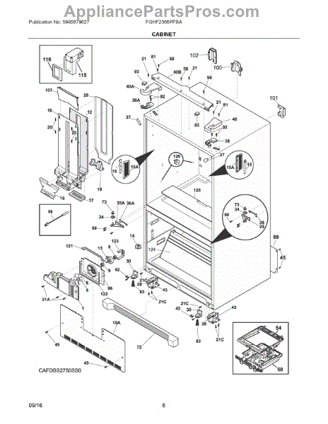 Parts for Frigidaire FGHF2366PFBA: Cabinet Parts - AppliancePartsPros.com