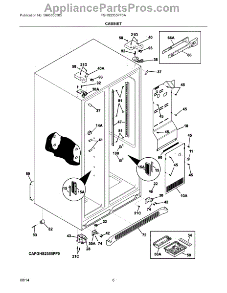 Parts for Frigidaire FGHS2355PF5A: Cabinet Parts - AppliancePartsPros.com