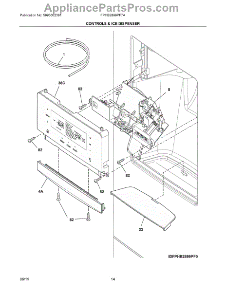 Parts for Frigidaire FPHB2899PF7A: Controls & Ice Dispenser Parts ...