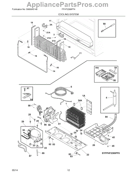 Parts for Frigidaire FPHF2399PF4: Cooling System Parts ...