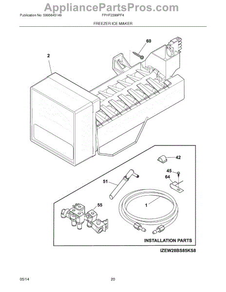 Parts for Frigidaire FPHF2399PF4: Freezer Ice Maker Parts ...