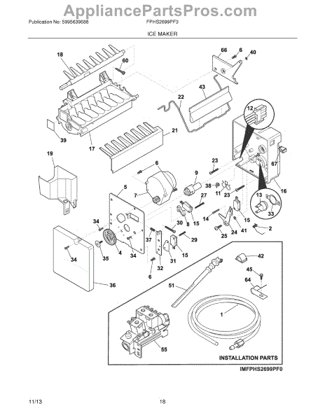 Parts for Frigidaire FPHS2699PF3: Ice Maker Parts - AppliancePartsPros.com