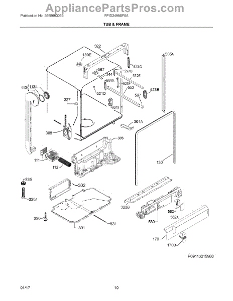 Parts for Frigidaire FPID2498SF0A: Tub & Frame Parts