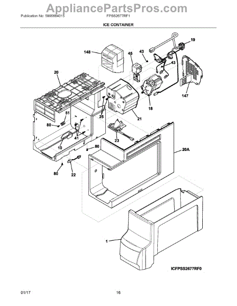 Parts for Frigidaire FPSS2677RF1: Ice Container Parts ... frost diagram for chlorine 