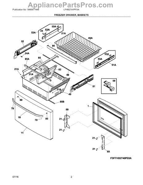 Parts for Frigidaire LFHB2741PFAA: Freezer Drawer, Baskets Parts ...