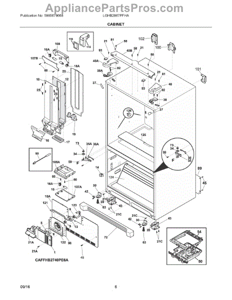 Parts for Frigidaire LGHB2867PFHA: Cabinet Parts - AppliancePartsPros.com