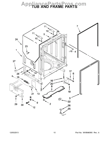 Parts for KitchenAid KDFE104DBL0: Tub and Frame Parts ...