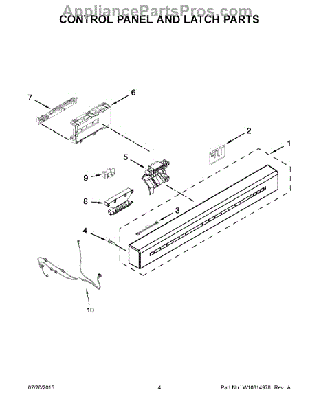 Parts for KitchenAid KDFE104DBL2: Control Panel and Latch Parts