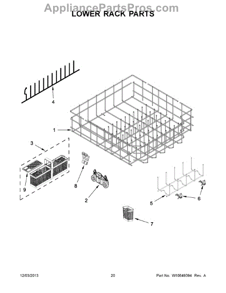 Parts for KitchenAid KDFE304DSS0: Lower Rack Parts - AppliancePartsPros.com