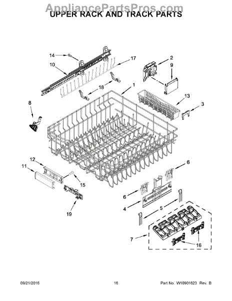 Parts for KitchenAid KDTE254ESS2: Upper Rack and Track Parts