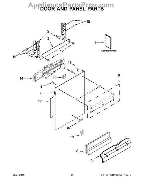 Parts for KitchenAid KDTM354EBS2: Door and Panel Parts