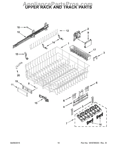Parts for KitchenAid KDTM404EBS0: Upper Rack and Track Parts