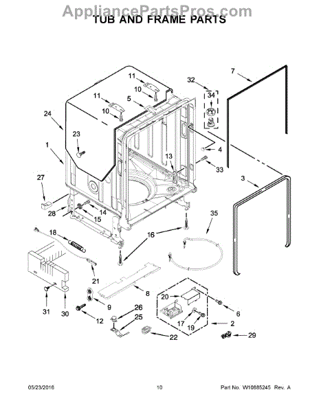 Parts for KitchenAid KDTM504EPA1: Tub and Frame Parts
