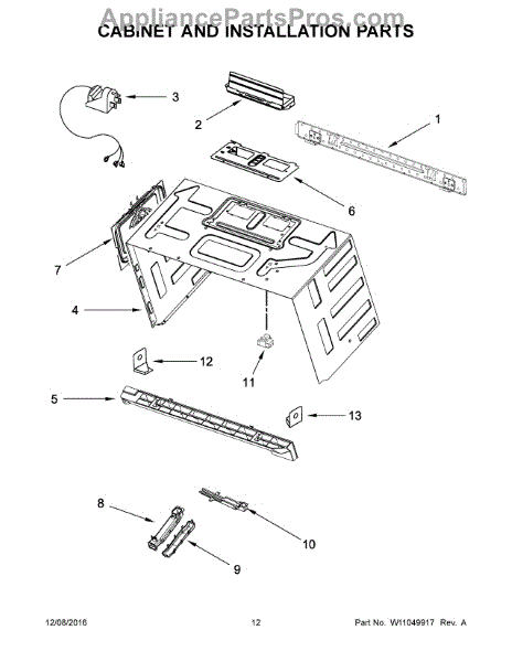 Parts for KitchenAid KMHC319EBL2: Cabinet and Installation Parts