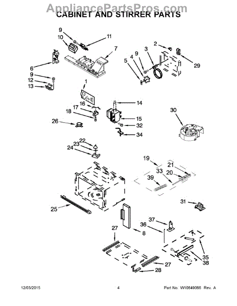 Parts for KitchenAid KOCE500ESS04: Cabinet and Stirrer Parts