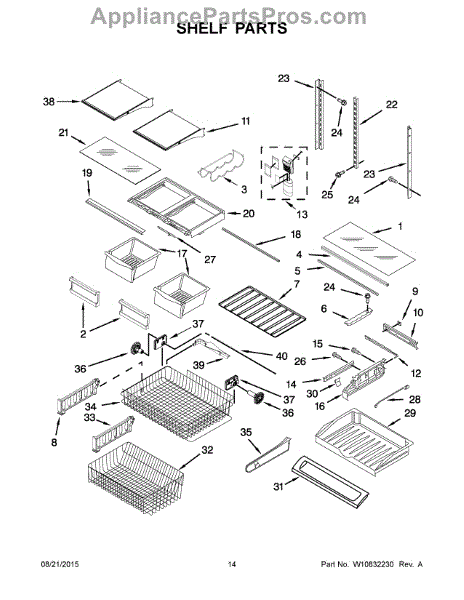 Parts for KitchenAid KRFC300ESS01: Shelf Parts - AppliancePartsPros.com