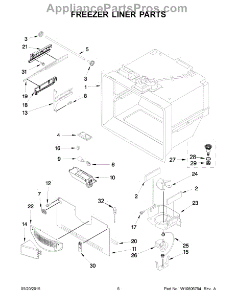 Parts for KitchenAid KRFC302ESS00: Freezer Liner Parts ...