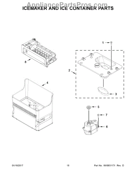 Parts for KitchenAid KRFC704FBS00: Icemaker and Ice Container Parts