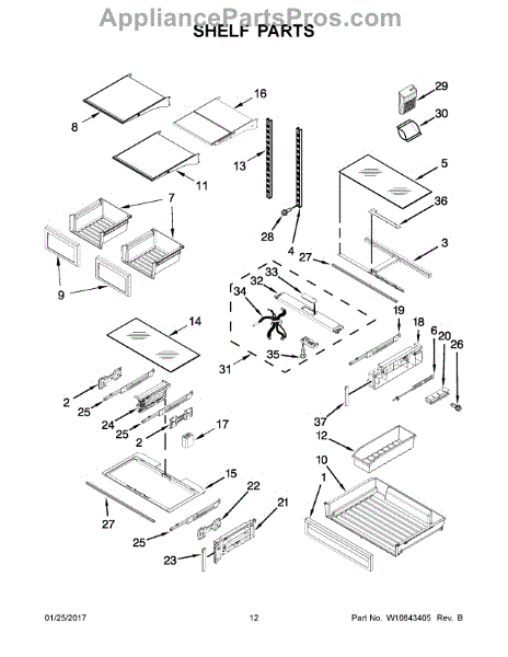 Parts for KitchenAid KRFF707ESS01: Shelf Parts - AppliancePartsPros.com