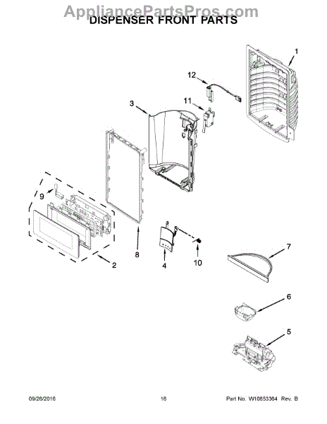 Parts for KitchenAid KRMF606ESS01: Dispenser Front Parts