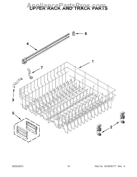 Parts for KitchenAid KUDC10FXSS7: Upper Rack and Track Parts ...