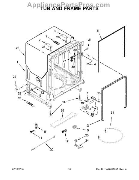 Parts for Maytag MDB4949SDH3: Tub and Frame Parts - AppliancePartsPros.com