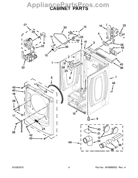 Parts for Maytag MED5500FC0: Cabinet Parts - AppliancePartsPros.com