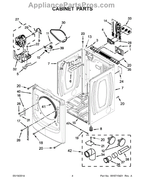 Parts for Maytag MED7100DW0: Cabinet Parts - AppliancePartsPros.com