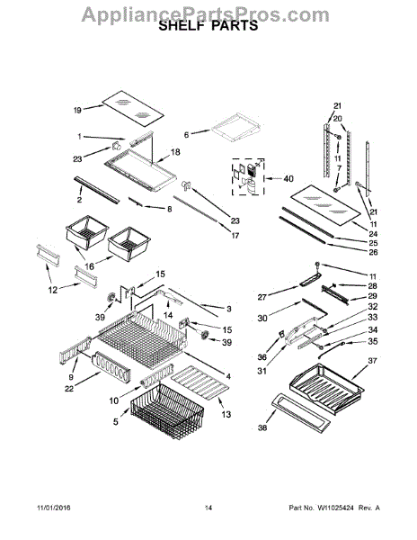 Parts for Maytag MFF2558FEZ01: Shelf Parts - AppliancePartsPros.com