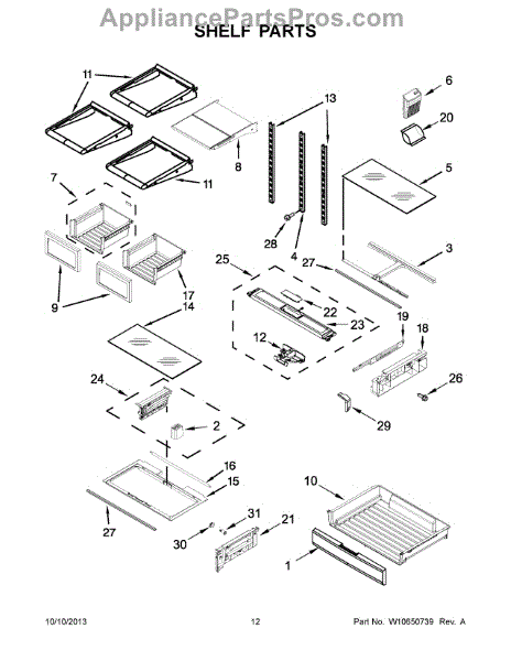 Parts for Maytag MFT2673BEM11: Shelf Parts - AppliancePartsPros.com