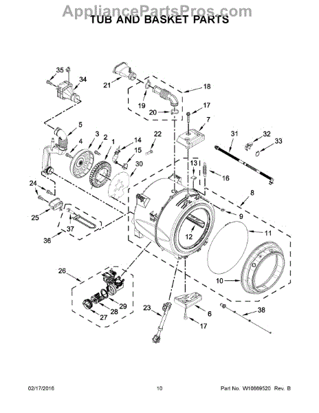 Parts for Maytag MHW8200FW0: Tub and Basket Parts - AppliancePartsPros.com