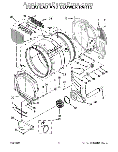 Parts for Maytag MLE20PDCGW0: Bulkhead and Blower Parts
