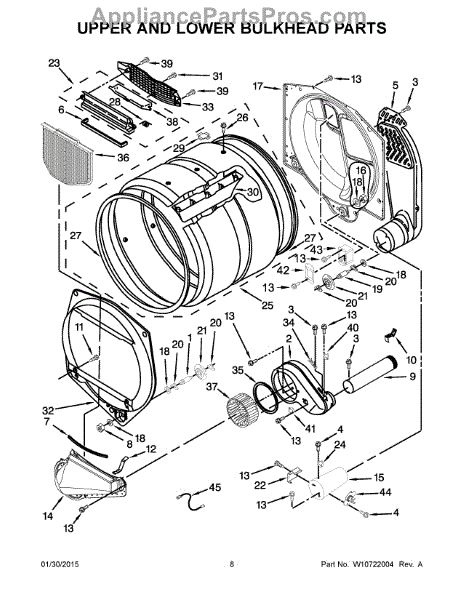 Parts for Maytag MLG26PRBWW0: Upper and Lower Bulkhead Parts ...