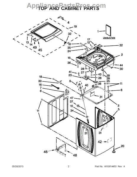 Parts for Maytag MVWB880BW0: Top and Cabinet Parts - AppliancePartsPros.com