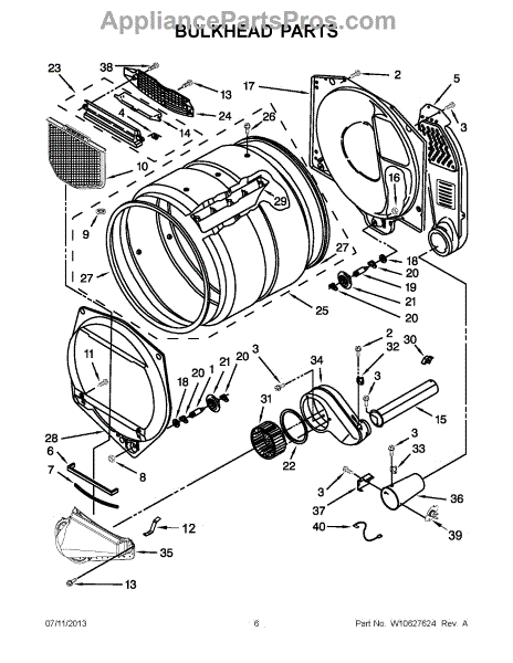 Parts for Whirlpool 3LWGD4800YQ3: Bulkhead Parts - AppliancePartsPros.com