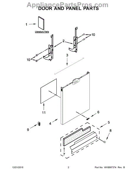 Parts for Whirlpool WDF520PADM7: Door and Panel Parts ...