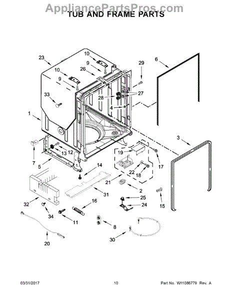 Parts for Whirlpool WDT750SAHZ0: Tub and Frame Parts