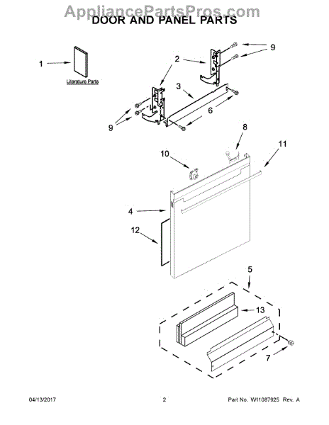 Parts for Whirlpool WDTA50SAHZ0: Door and Panel Parts ...