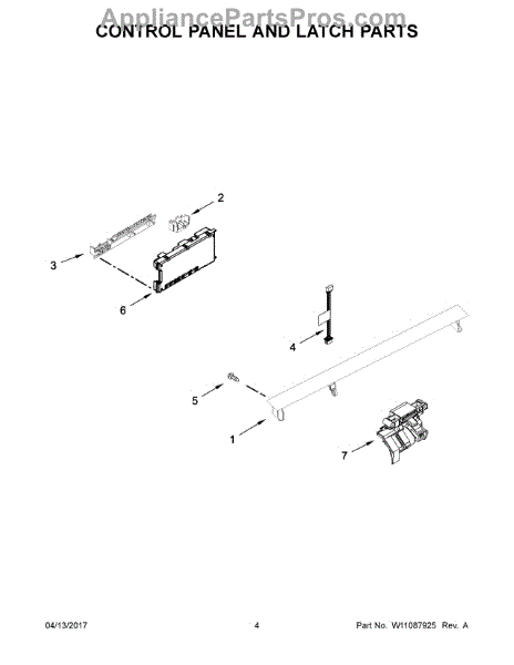 Parts for Whirlpool WDTA50SAHZ0: Control Panel and Latch Parts