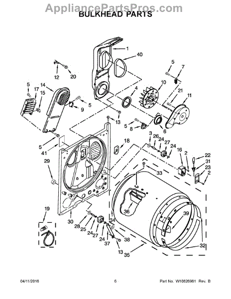 Parts for Whirlpool WED4915EW1: Bulkhead Parts - AppliancePartsPros.com