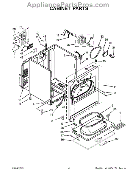 Parts for Whirlpool WED5000DW2: Cabinet Parts - AppliancePartsPros.com