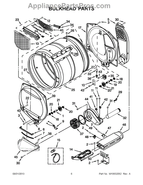 Parts for Whirlpool WED5800BW0: Bulkhead Parts - AppliancePartsPros.com