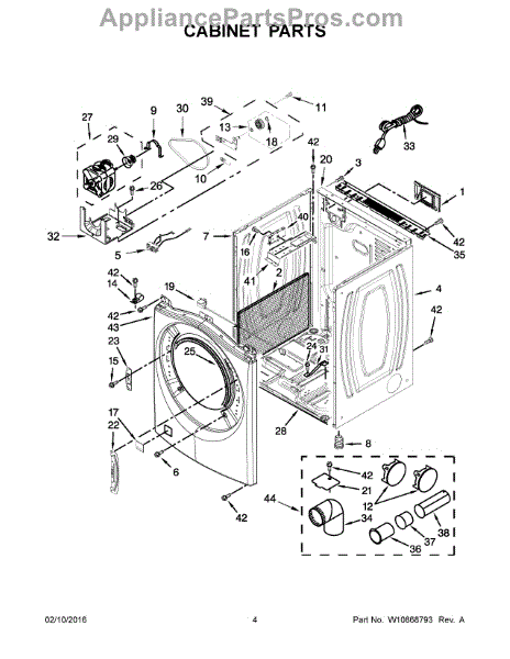 Parts for Whirlpool WGD75HEFW0: Cabinet Parts - AppliancePartsPros.com