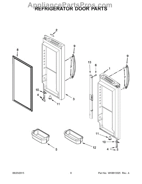 Parts for Whirlpool WRF540CWBM01: Refrigerator Door Parts