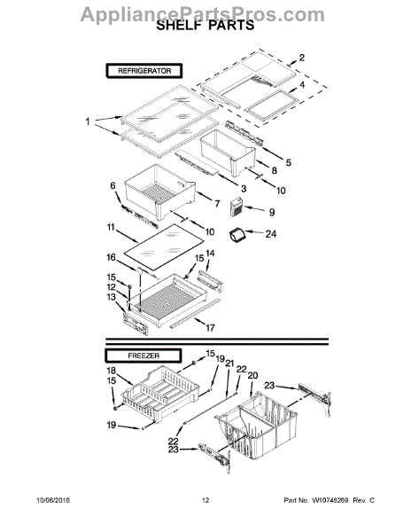 Parts for Whirlpool WRF560SEYM04: Shelf Parts - AppliancePartsPros.com