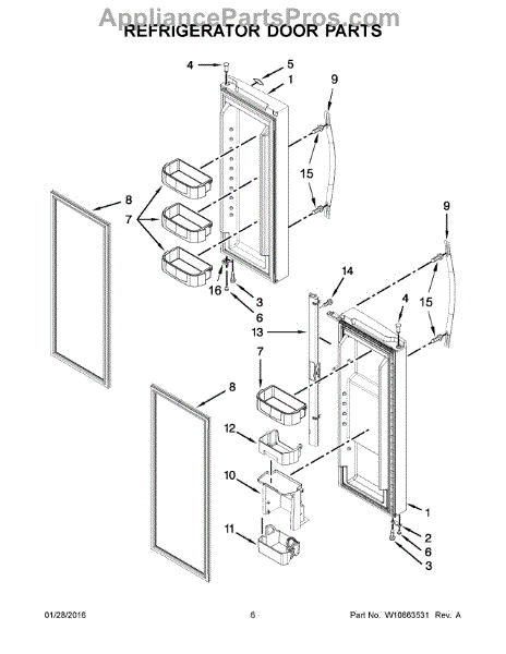 Parts for Whirlpool WRF560SEYM05: Refrigerator Door Parts ...