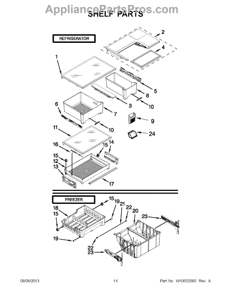 Parts for Whirlpool WRF560SMYB01: Shelf Parts - AppliancePartsPros.com